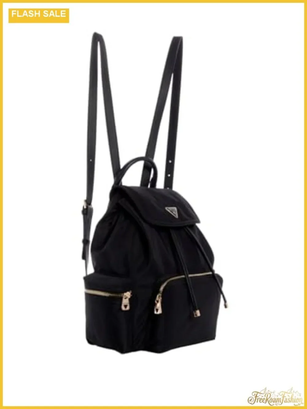 GUESS Eco Gemma Nylon Drawstring Flap Backpack, Gold Hardware